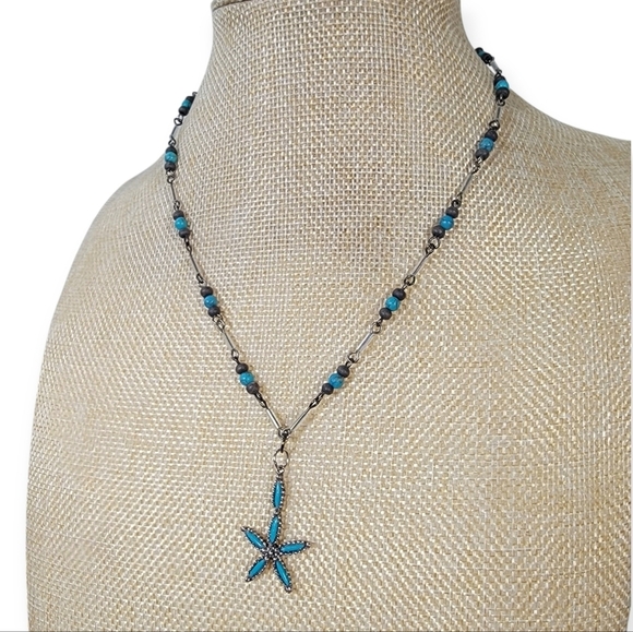 Zuni Style Faux Turquoise Beaded Necklace Star Starfish - Picture 17 of 17